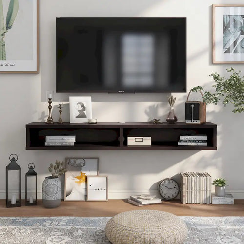 Consola multimedia flotante de pared de 60" con 2 estantes (1 persona)