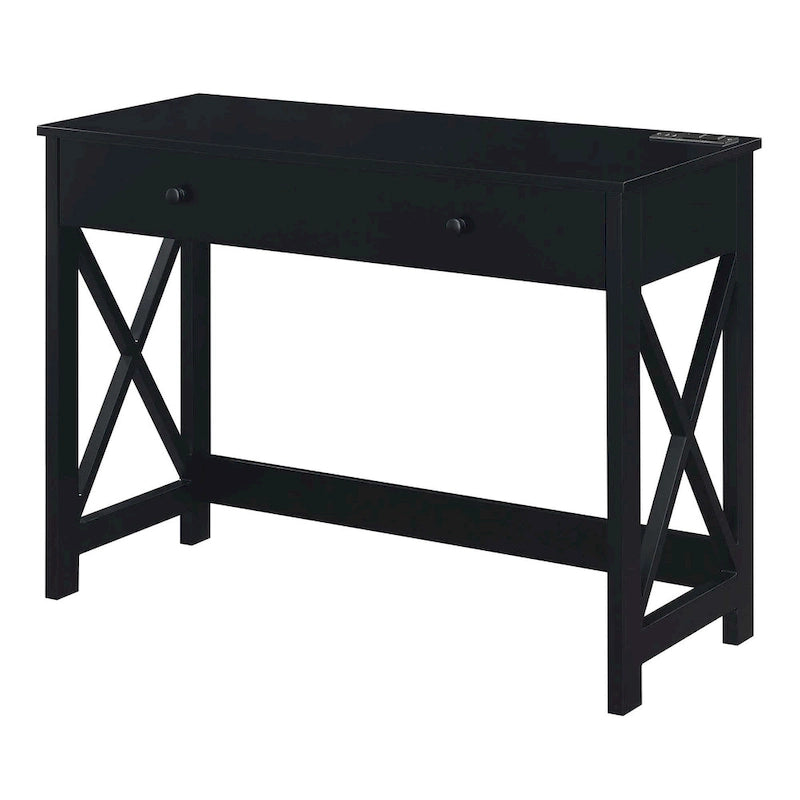 Escritorio negro/blanco con estación de carga, 1 persona, 1 cajón