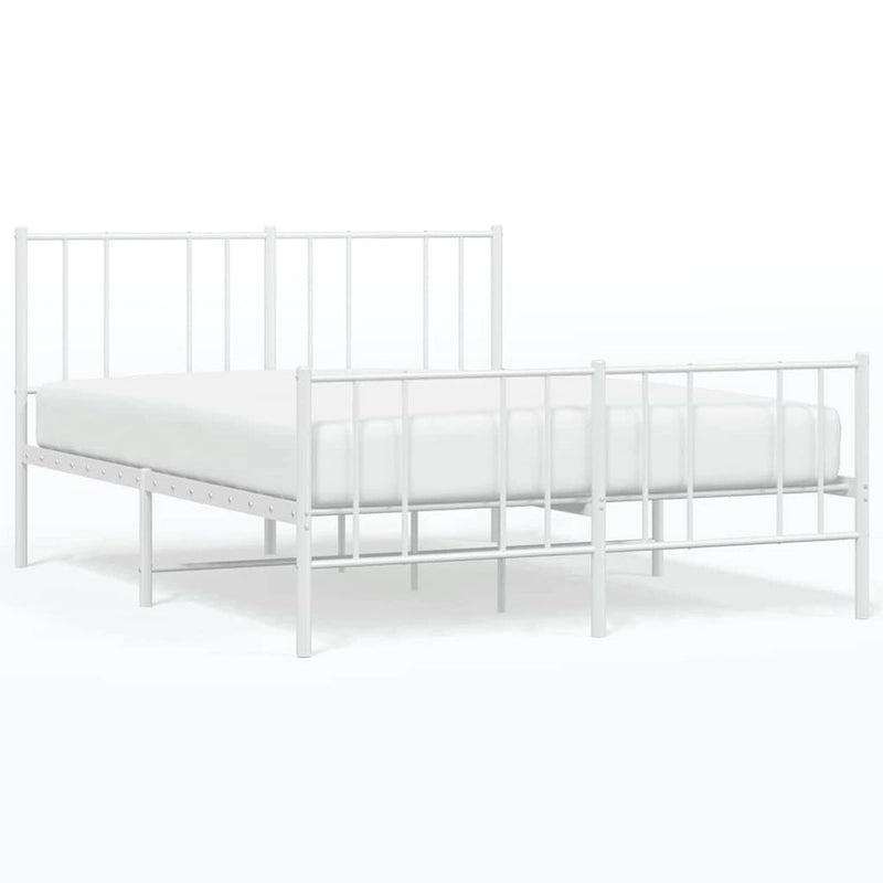 Armazón de cama de acero blanco con cabecero, tamaño Queen, para 1 persona