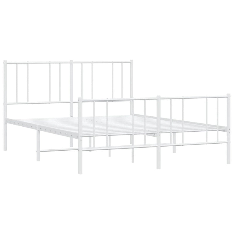 Armazón de cama de acero blanco con cabecero, tamaño Queen, para 1 persona