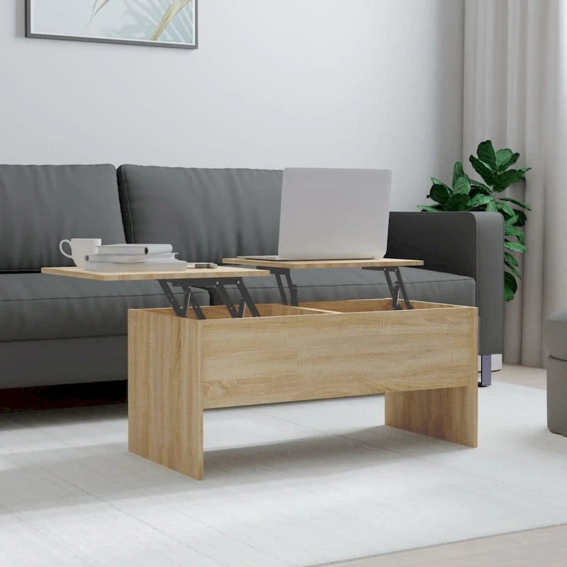 Mesa de centro elevable con almacenamiento – Estilo moderno, para 1 persona (Blanca/Roble/Gris/Negra)