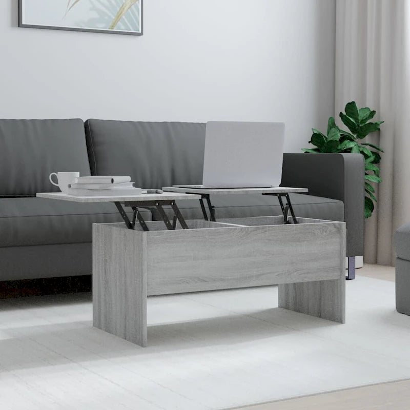 Mesa de centro elevable con almacenamiento – Estilo moderno, para 1 persona (Blanca/Roble/Gris/Negra)