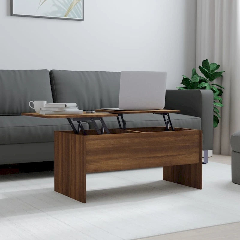 Mesa de centro elevable con almacenamiento – Estilo moderno, para 1 persona (Blanca/Roble/Gris/Negra)