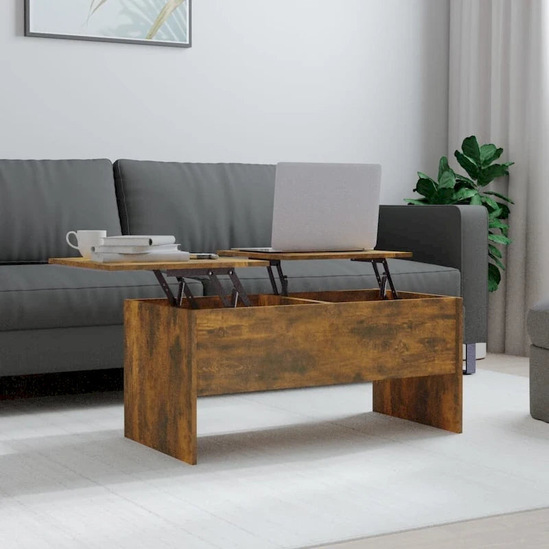 Mesa de centro elevable con almacenamiento – Estilo moderno, para 1 persona (Blanca/Roble/Gris/Negra)